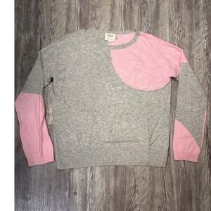 Charli Colorblock Cashmere 100% Crewneck Sweater Women's Gray Pink Small
